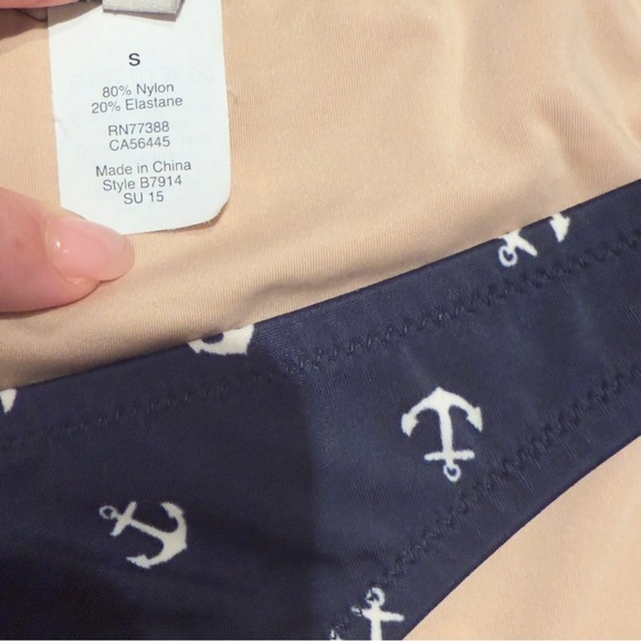 J Crew Navy Anchor Print Nautical Bikini Bottom Size Small - Picture 4 of 5